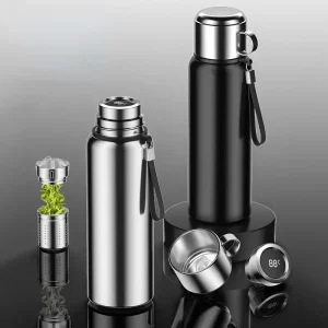Stainless Steel Smart All-Steel Vacuum Cup Large Capacity Tea and Water Separation Portable Outdoor Sports Bottle Thermos