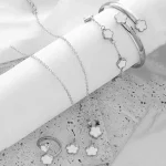 5 piece lucky five petal flower jewelry set