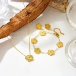 18k gold plated clover jewelry set