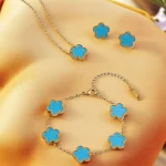 18k gold plated clover jewelry set