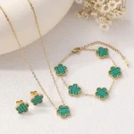 18k gold plated clover jewelry set