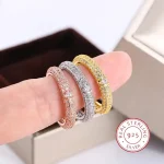 geometric white zircon ring 925 silver