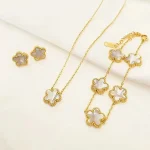 18k gold plated clover jewelry set