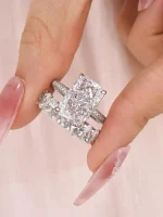 4.5 carat radiant cut bridal ring set for women, s925 silver aaaaa cubic zirconia bridal engagement ring and wedding bands
