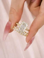 4.5 carat radiant cut bridal ring set for women, s925 silver aaaaa cubic zirconia bridal engagement ring and wedding bands