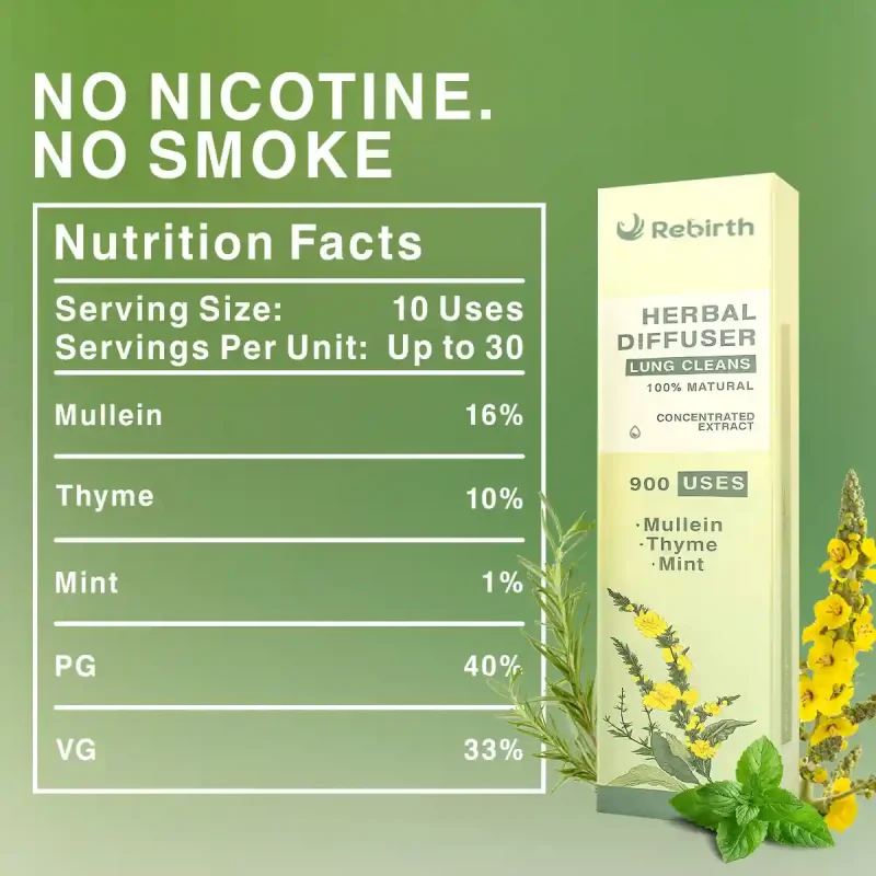 new upgraded 900 uses rebirth herbal diffuser with mullein, thyme and mint