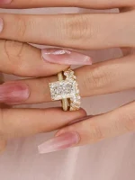4.5 carat radiant cut bridal ring set for women, s925 silver aaaaa cubic zirconia bridal engagement ring and wedding bands