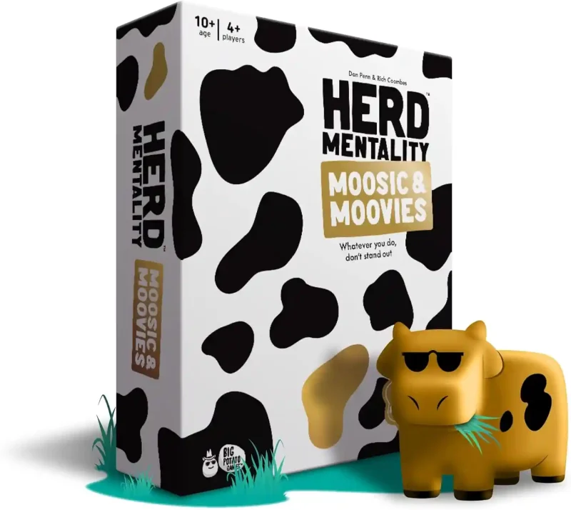 herd mentality: udderly funny family board game | easy & fun for big groups of 4 20 players | includes 20 extra exclusive questions