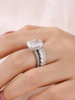 4.5 carat radiant cut bridal ring set for women, s925 silver aaaaa cubic zirconia bridal engagement ring and wedding bands