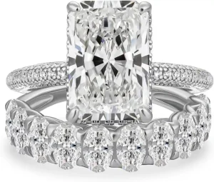 4.5 carat radiant cut bridal ring set for women, s925 silver aaaaa cubic zirconia bridal engagement ring and wedding bands