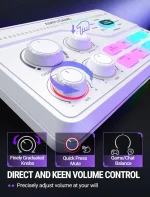 fifine gaming mixer for voice chat and streaming 7.1ch surround sound headphone amp xlr preamp usb plug & play voice changer rgb volume control 3 eq modes ampligame sc8