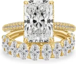 4.5 carat radiant cut bridal ring set for women, s925 silver aaaaa cubic zirconia bridal engagement ring and wedding bands