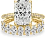 4.5 carat radiant cut bridal ring set for women, s925 silver aaaaa cubic zirconia bridal engagement ring and wedding bands