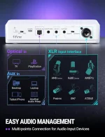 fifine gaming mixer for voice chat and streaming 7.1ch surround sound headphone amp xlr preamp usb plug & play voice changer rgb volume control 3 eq modes ampligame sc8
