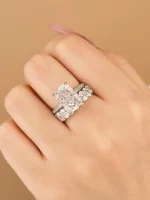 4.5 carat radiant cut bridal ring set for women, s925 silver aaaaa cubic zirconia bridal engagement ring and wedding bands