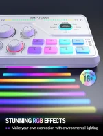 fifine gaming mixer for voice chat and streaming 7.1ch surround sound headphone amp xlr preamp usb plug & play voice changer rgb volume control 3 eq modes ampligame sc8