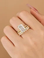 4.5 carat radiant cut bridal ring set for women, s925 silver aaaaa cubic zirconia bridal engagement ring and wedding bands