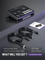 fifine gaming mixer for voice chat and streaming 7.1ch surround sound headphone amp xlr preamp usb plug & play voice changer rgb volume control 3 eq modes ampligame sc8