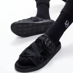 draco dracoslides reflective slides for men and women, wrapped in reflective 3m with adjustable straps for wide/narrow feet, sandals with arch support & slip resistant, men & women footwear, black