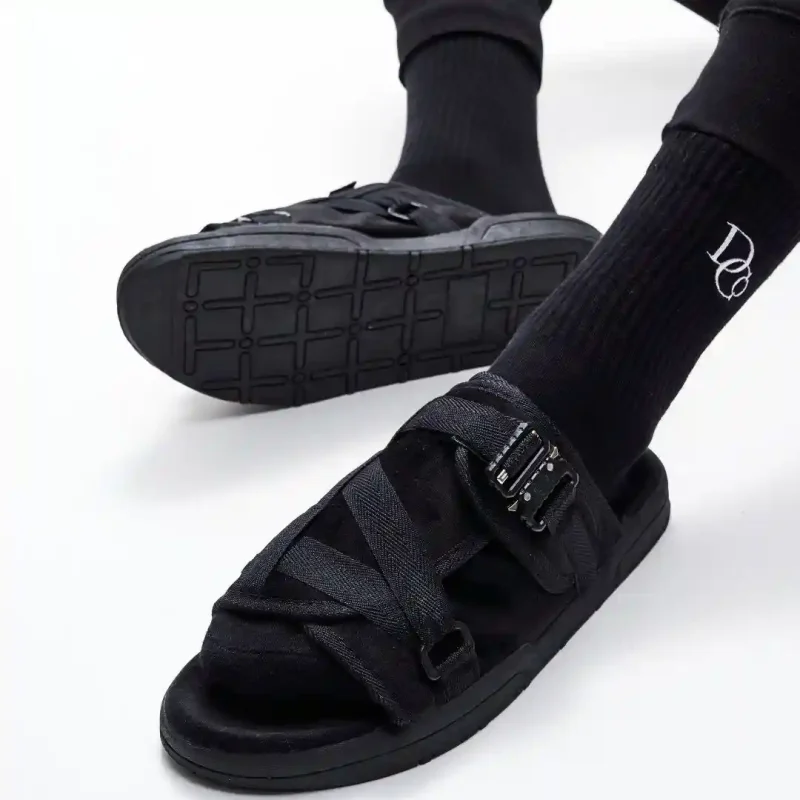 draco dracoslides reflective slides for men and women, wrapped in reflective 3m with adjustable straps for wide/narrow feet, sandals with arch support & slip resistant, men & women footwear, black