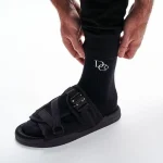 draco dracoslides reflective slides for men and women, wrapped in reflective 3m with adjustable straps for wide/narrow feet, sandals with arch support & slip resistant, men & women footwear, black