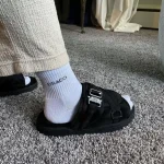 draco dracoslides reflective slides for men and women, wrapped in reflective 3m with adjustable straps for wide/narrow feet, sandals with arch support & slip resistant, men & women footwear, black