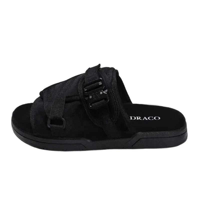 draco dracoslides reflective slides for men and women, wrapped in reflective 3m with adjustable straps for wide/narrow feet, sandals with arch support & slip resistant, men & women footwear, black