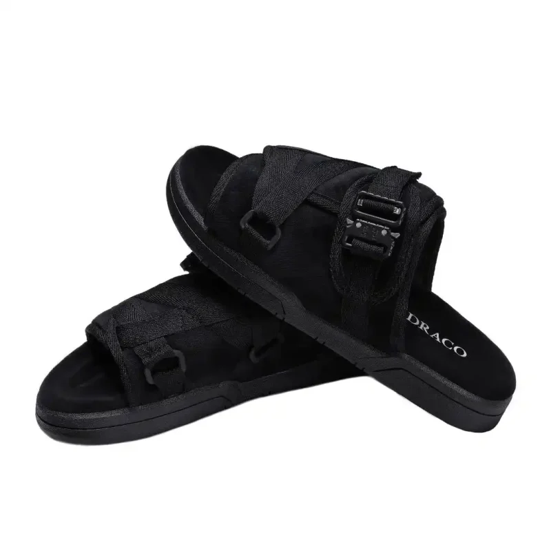 draco dracoslides reflective slides for men and women, wrapped in reflective 3m with adjustable straps for wide/narrow feet, sandals with arch support & slip resistant, men & women footwear, black