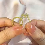 vintage halo radiant cut insert wedding ring set for women in sterling silver