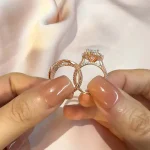 vintage halo radiant cut insert wedding ring set for women in sterling silver