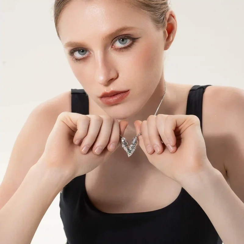 d pow baroque inspired icy peach pendant 925 silver necklace