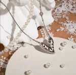 d pow baroque inspired icy peach pendant 925 silver necklace