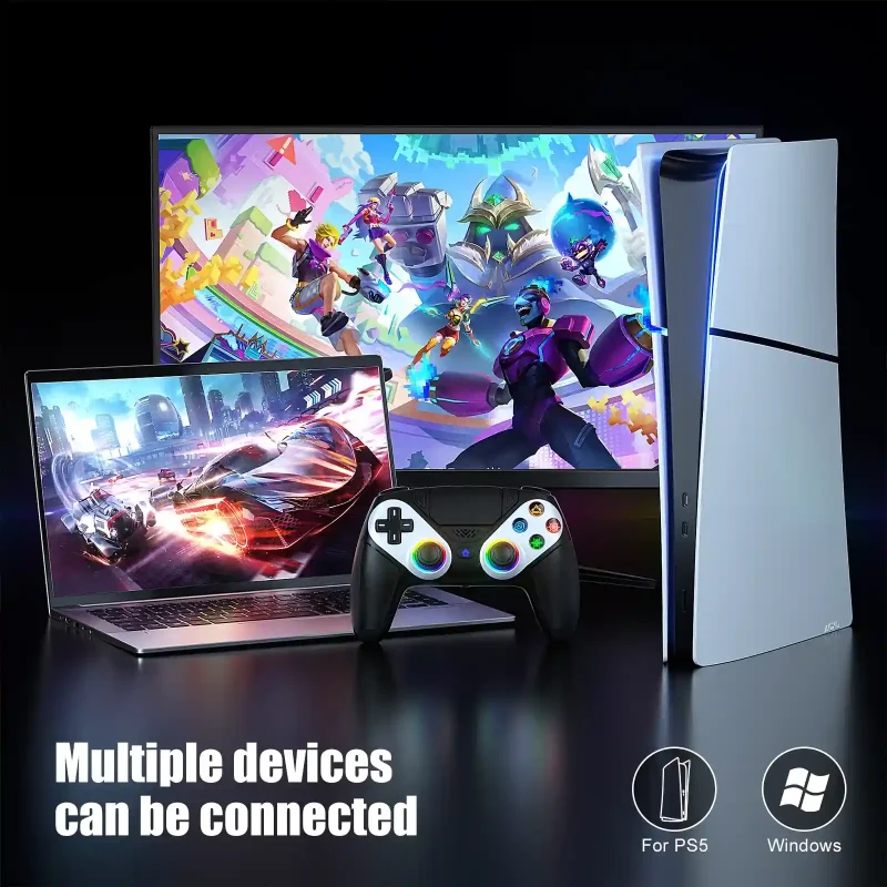 controller for ps5/playstion 5 pro/slim/pc wireless gamepad hall effect trigger rgb turbo vibration programmable button joystick